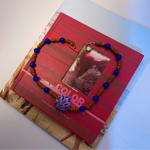 VINTAGE RAINBOW SWIRL MULTICOLOR WESTERN BEADED NECKLACE COLORFUL ARTSY NECKLACE - Picture 6 of 10